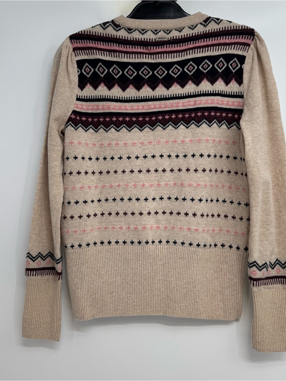 Barbour Womens Birch Knit Sweater US 6 Wool Blend Fair Isle Oatmeal - Picture 8 of 16